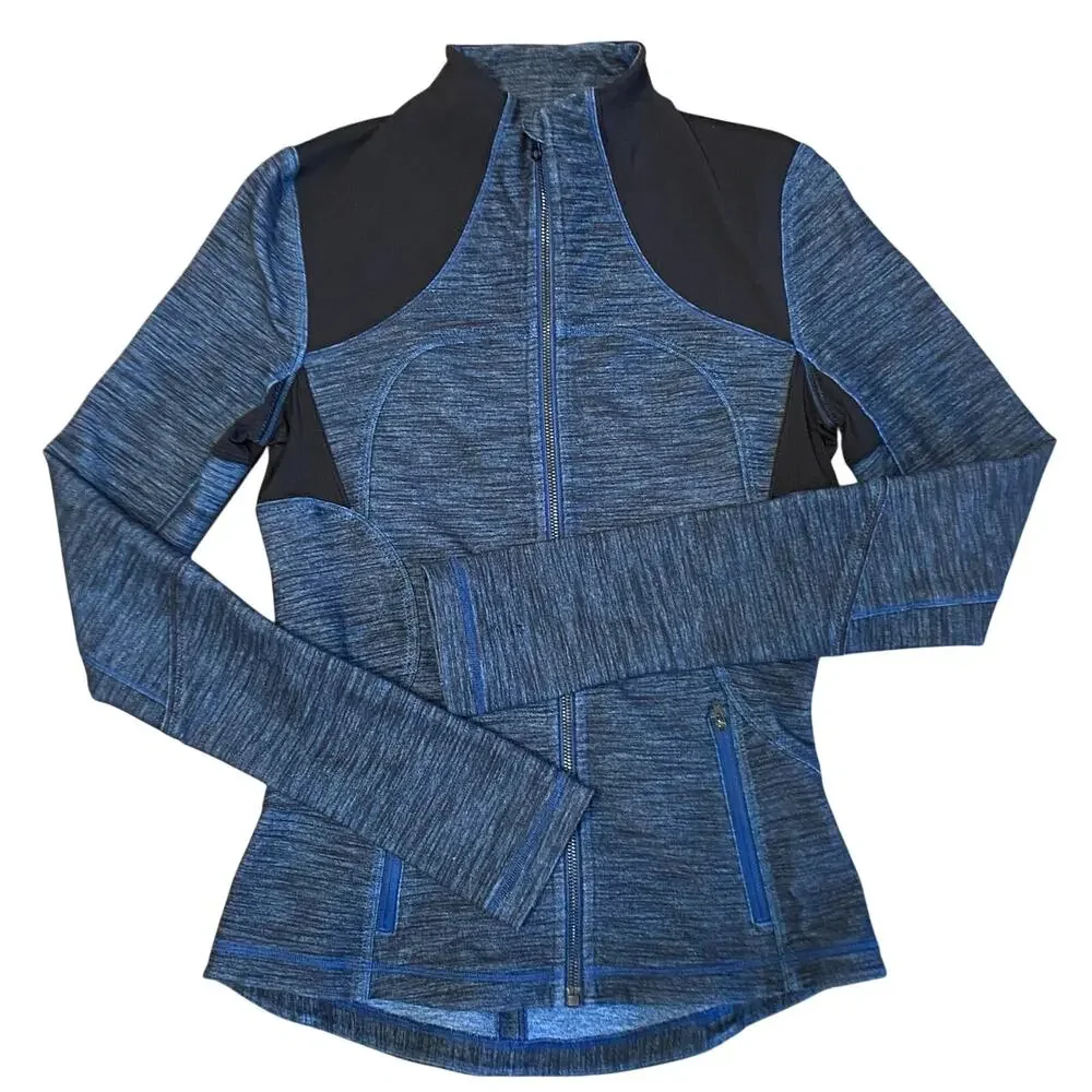 Lululemon Forme Jacket Blue Slub Denim Black Colorway
